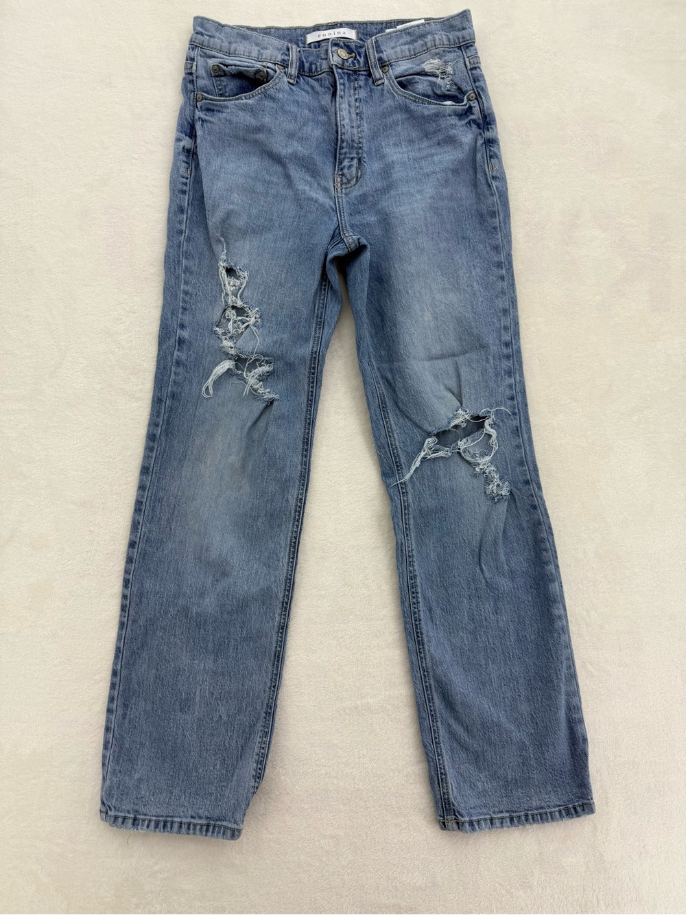 Eunina Codi Super High Rise Dad Jeans Size 7 Distressed Straight Leg